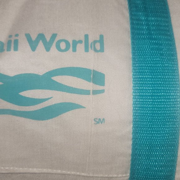 HAWAII WORLD - Vintage UNITED AIRLINES White Teal Strap Carry-On Duffle Bag - Picture 8 of 12